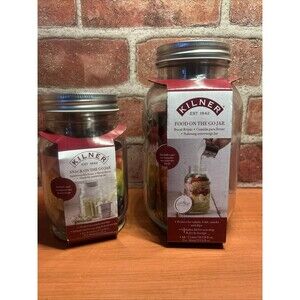 2 Kilner Food On The Go Jars 17 OZ & 34 OZ Glass Jars with Lids and Pots